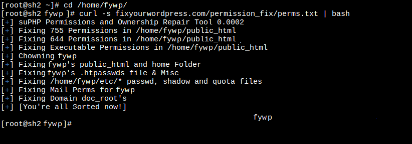 cd command to user directory IE: (cd /home/fywp)