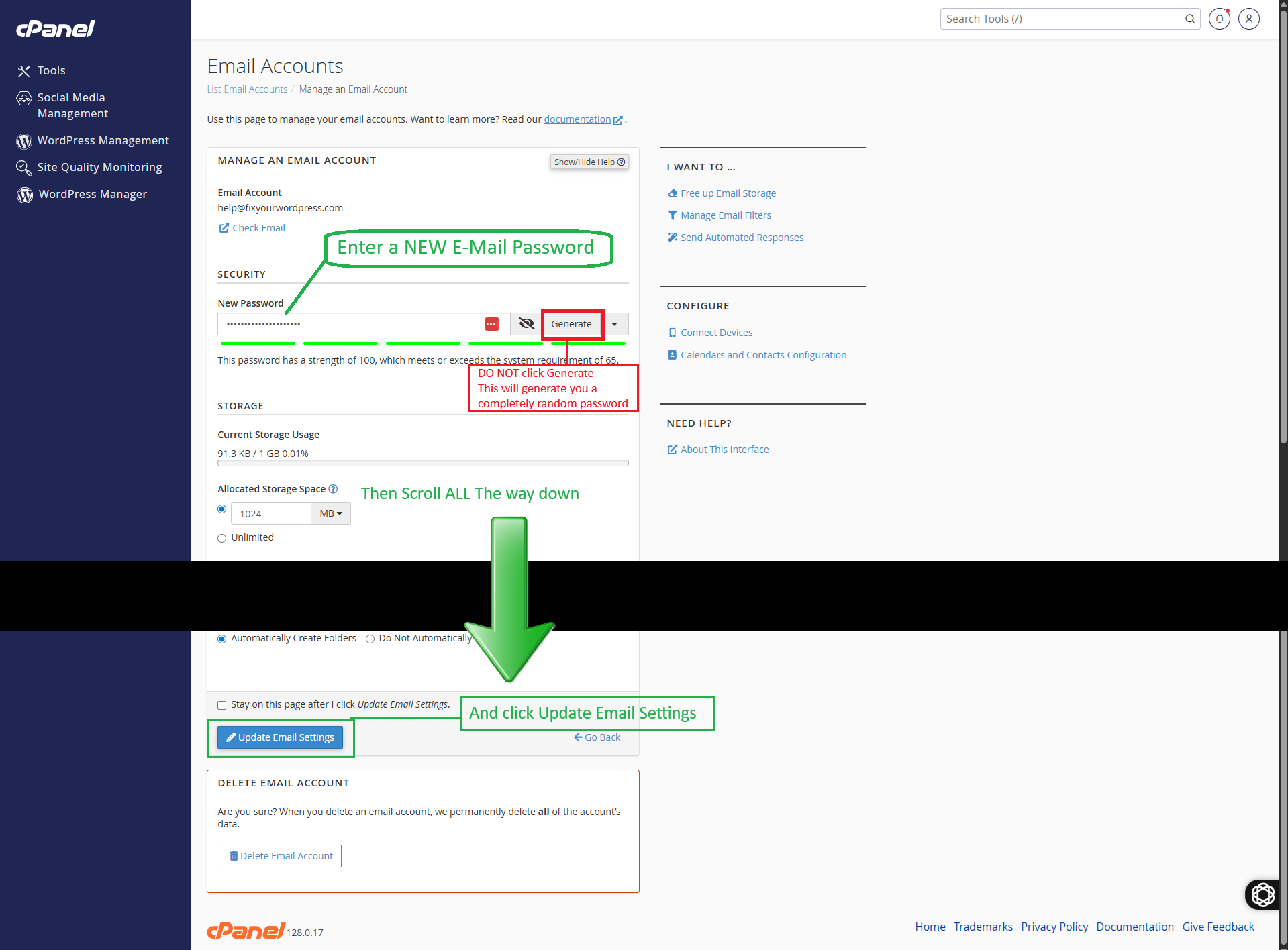New Password input Screen