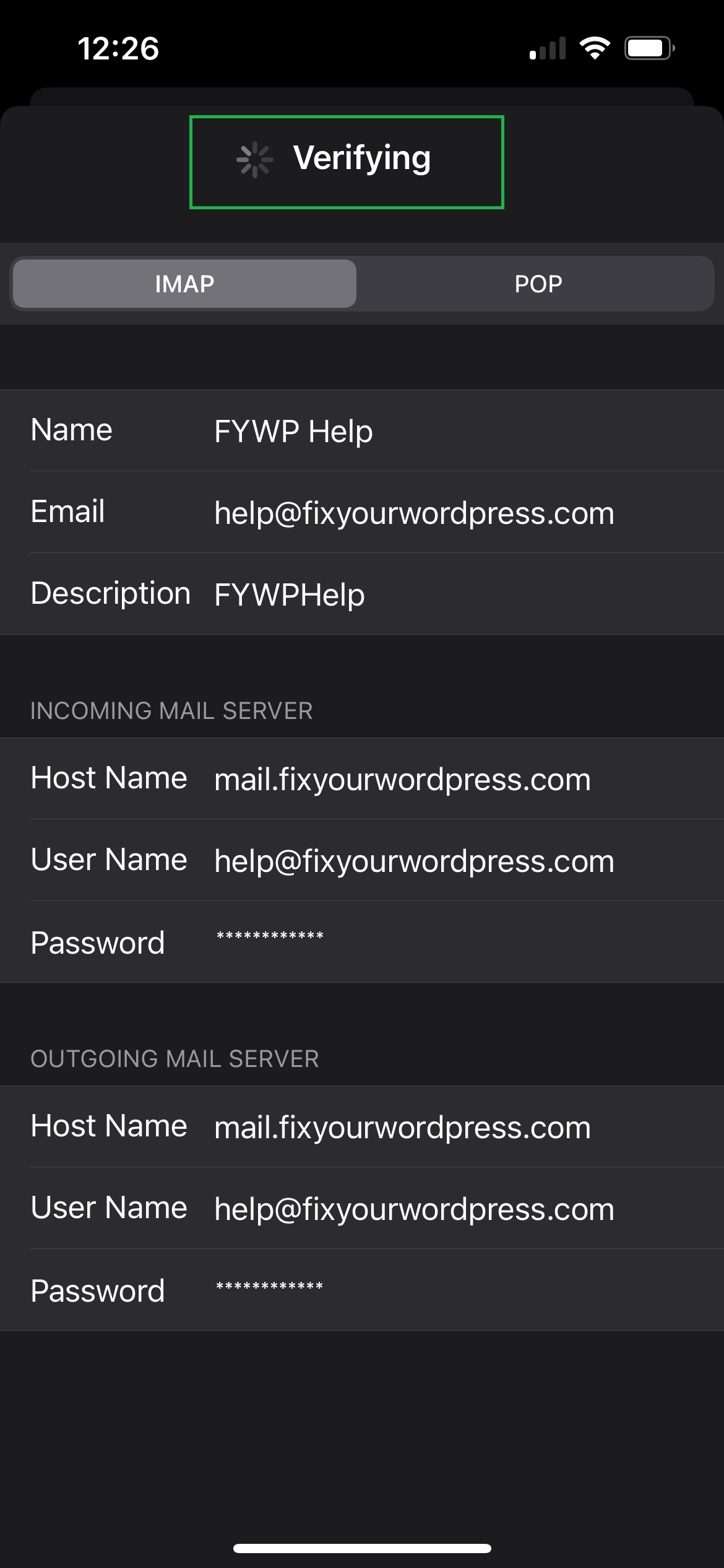 Gmail settings menu screenshot