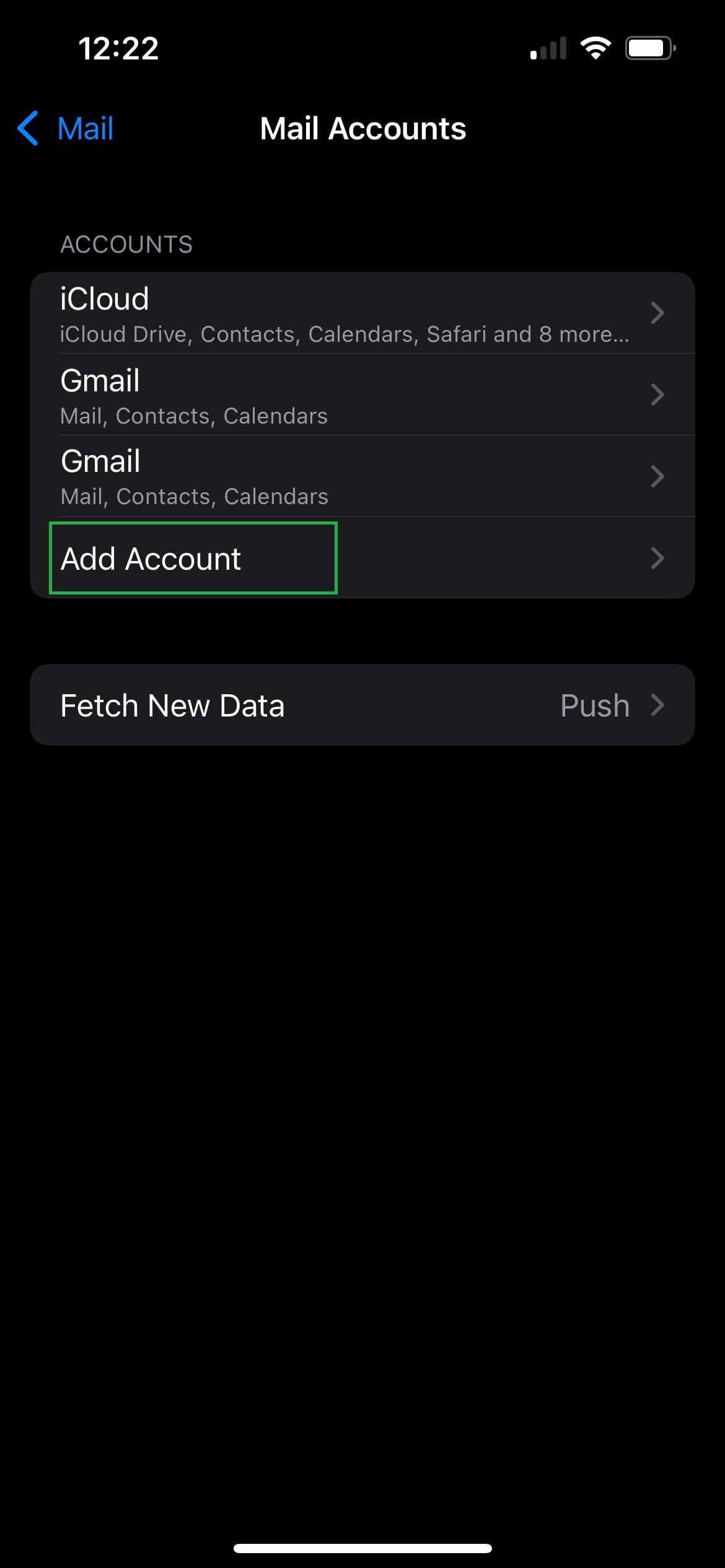 Gmail settings menu screenshot