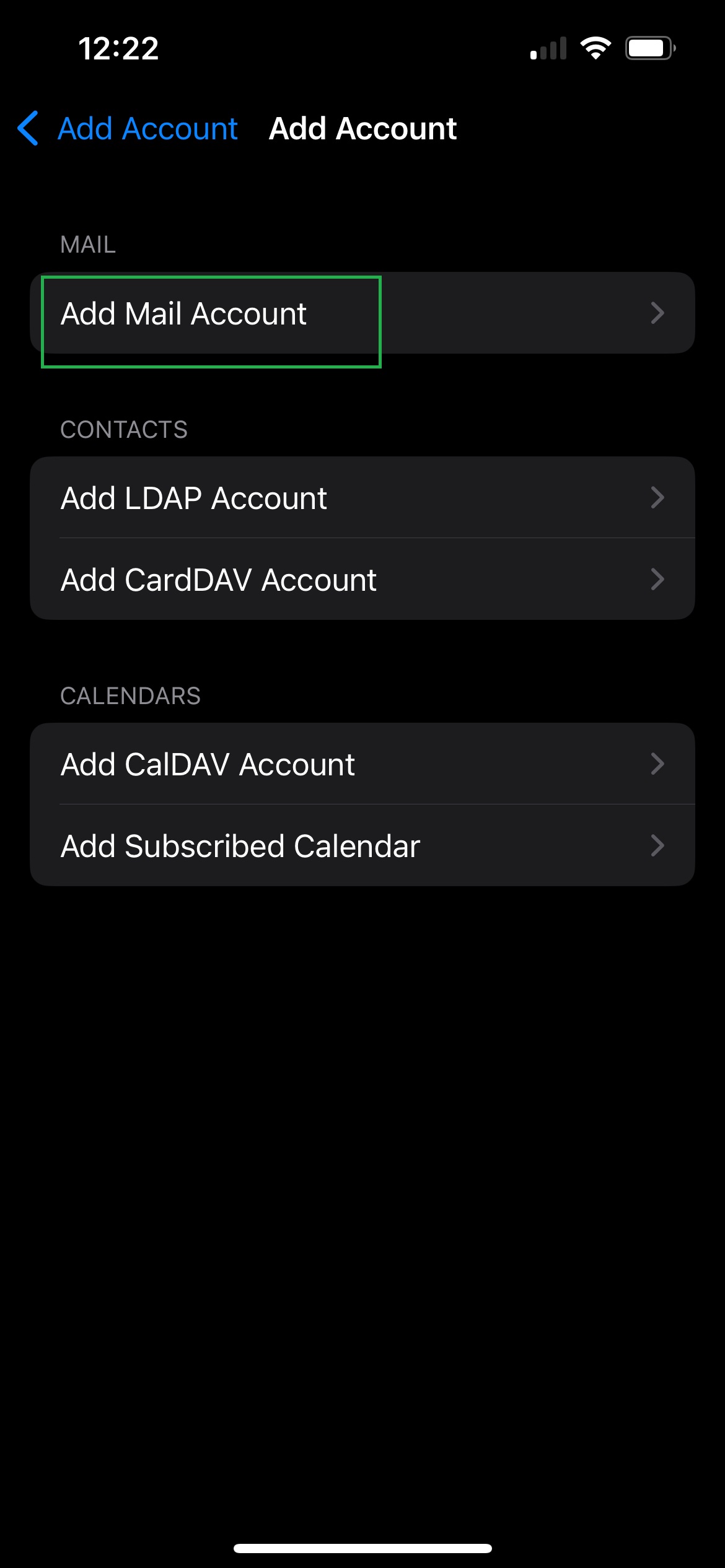 Gmail settings menu screenshot