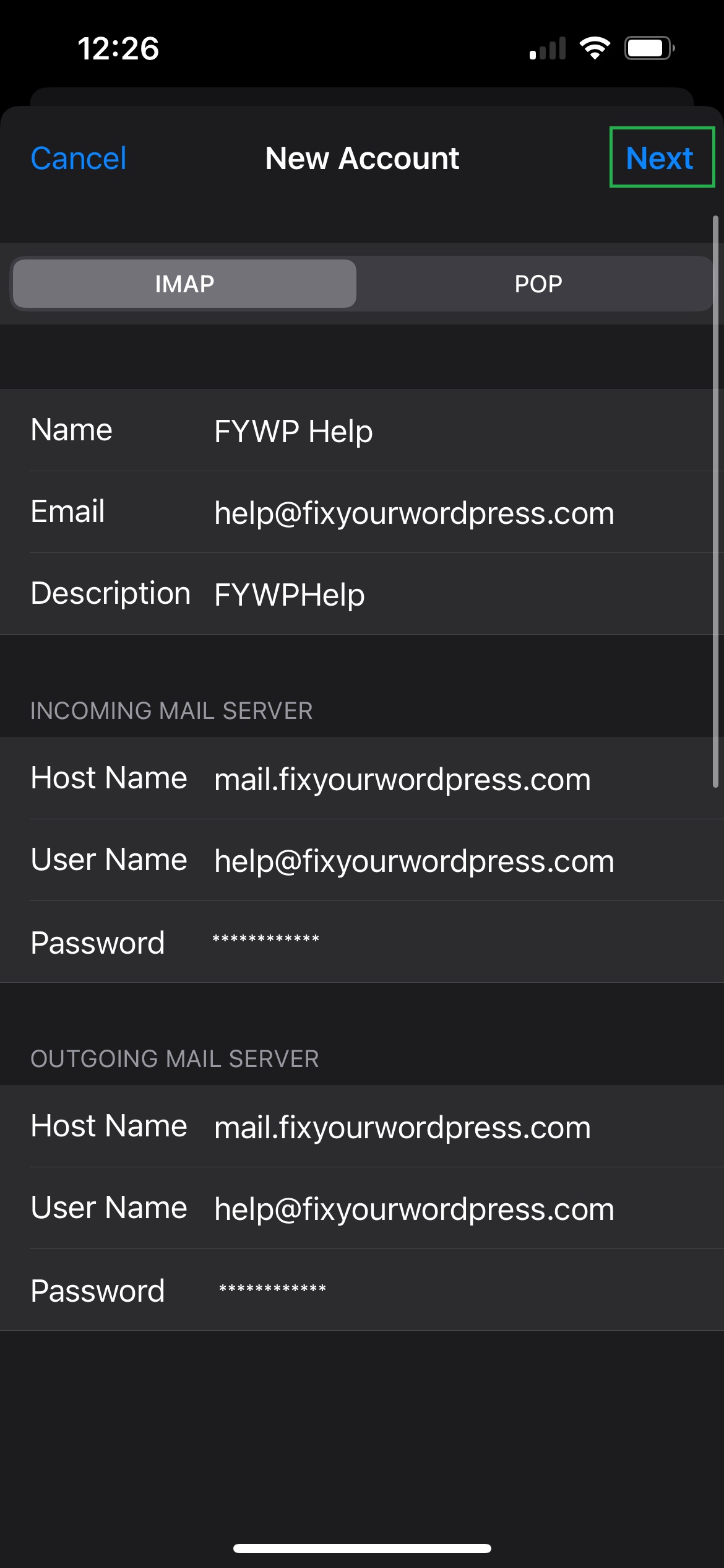 Gmail settings menu screenshot