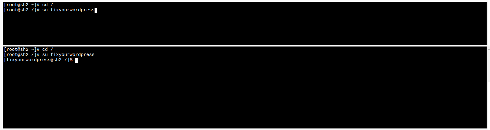 Switch user in terminal