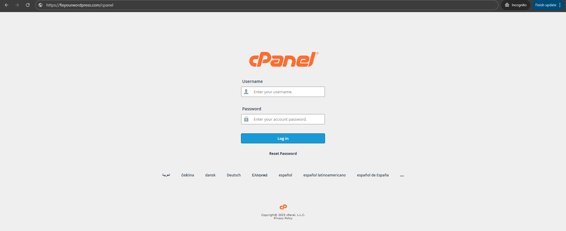 Login to cPanel