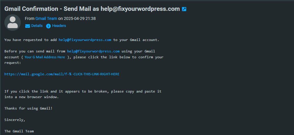 Confirmation E-Mail