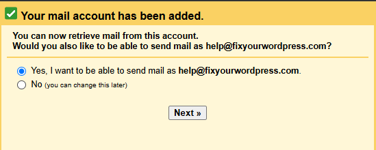 Settings to Send Mail